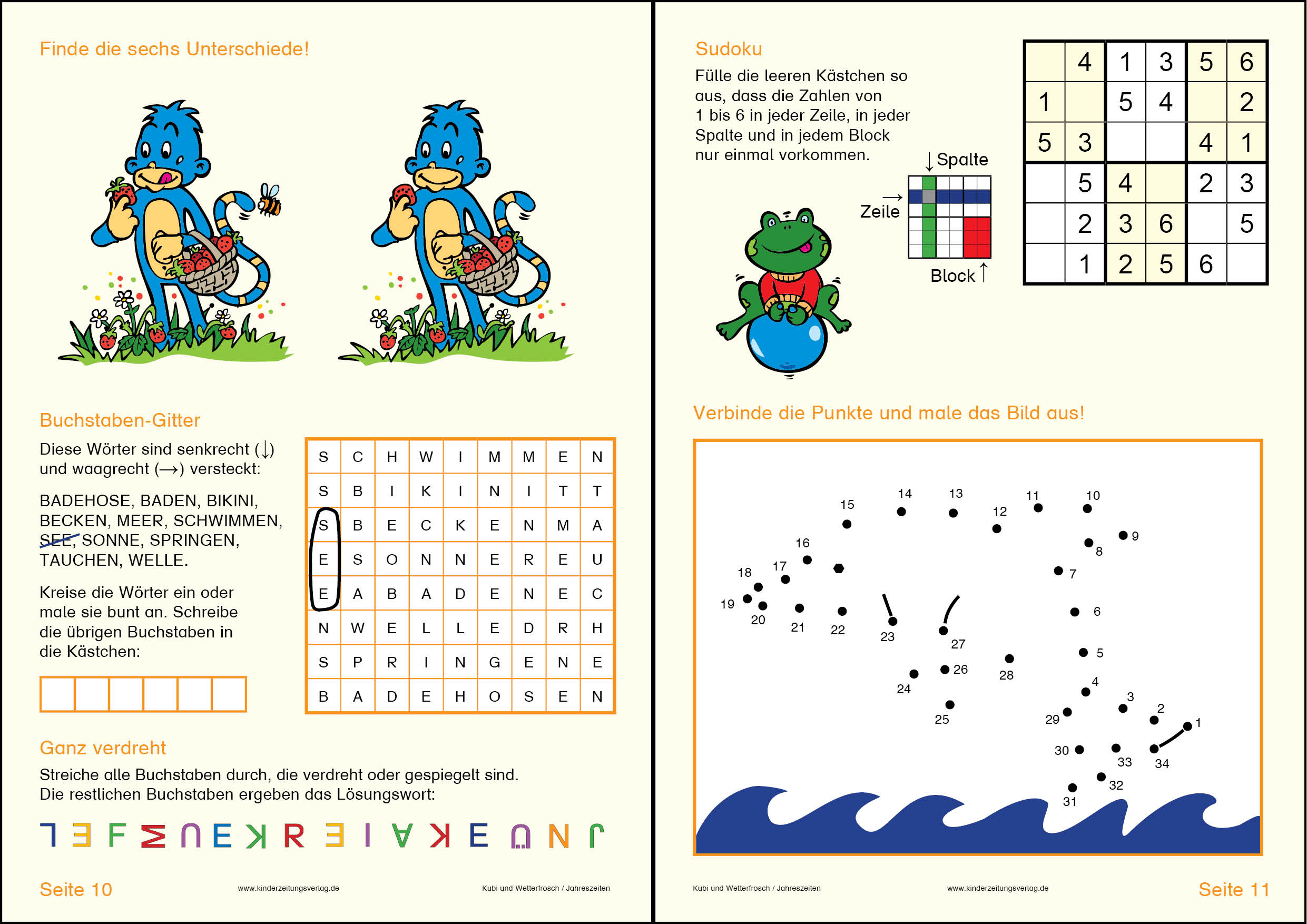 Die kunterbunte Kinderzeitung - Kubi und Wetterfrosch, Rätsel für